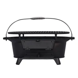 BBQ Holzkohlegrill Tischgrill Gusseisen 49 x 27 x 22 cm
