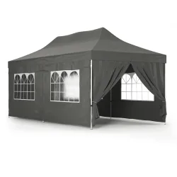 Faltpavillon DINA 6 x 3 m anthrazit inkl. 4 Seitenwände