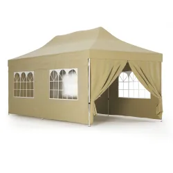 Faltpavillon DINA 6 x 3 m beige inkl. 4 Seitenwände