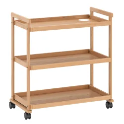 Rollwagen für Malutensilien Holz mit 3 Ablagen 78 x 42 x 88 cm natur