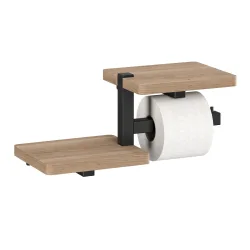 WC-Rollenhalter mit Ablage 34 x 14 cm braun/schwarz