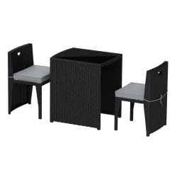 Rattan Bistroset KANKUN schwarz
