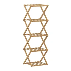 Schuhregal Bambus klappbar 5 Tablare 27 x 26 x 86 cm natur