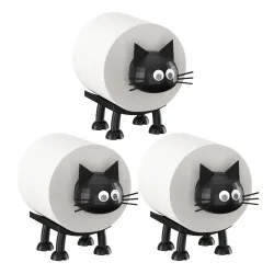 WC-Rollenhalter 3er Set Katze schwarz