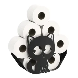 WC-Rollenhalter Katze für 8 Rollen schwarz