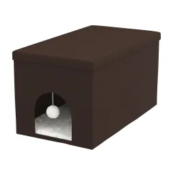 Katzenbett Höhle KASIA faltbar 90 x 50 x 50 cm braun