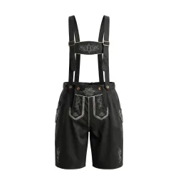 Lederhose Textil kurz schwarz Grösse 58