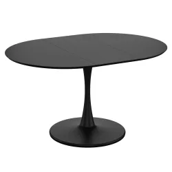 Esstisch ausziehbar HOLMEN oval 100/140 x 100 cm schwarz