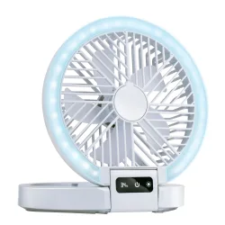 Tischventilator 5 Stufen mit USB und LED weiss