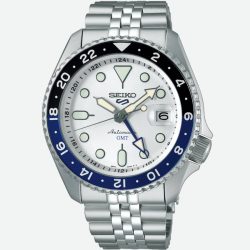 Seiko - Automatikuhr, 5 Sports GMT, 42mm, Silber