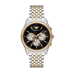 Emporio Armani AR11713 – Elegante Herrenuhr mit zweifarbigem Edelstahlarmband und Chronograph