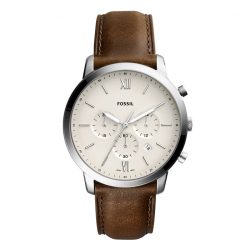 Fossil Herrenuhr Neutra Chronograph Leder Braun
