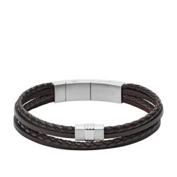Fossil Jewels Fossil Herren Armband Brown Multi-Strand Braided Leather Bracelet