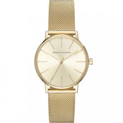Armani Exchange Uhr 3-Zeiger-Werk Milanaise Edelstahl goldfarben