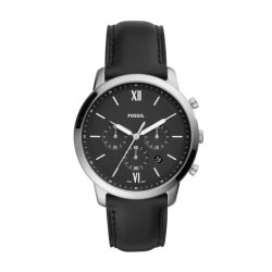 Fossil Herrenuhr Neutra Chronograph Leder Schwarz