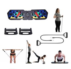Gym Universe - 21-in-1 Push Up Rack + Widerstandsbänder Board Profiversion Muskeltraining + Griffe, One Size