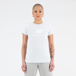 New Balance New Balance W Essentials Stacked Logo T-Shirt Damen, blau, Grösse: XL Relaxed Fit Damen, blau, Grösse: XL