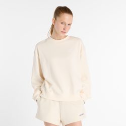 New Balance New Balance W Sport Essentials French Terry Small Logo Crew Damen, beige, Grösse: XS Oversized Fit Damen, beige, Grösse: XS