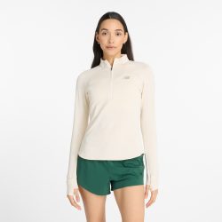 New Balance New Balance W Athletics Heat Grid Half Zip Damen, weiss, Grösse: S Slim Fit Damen, weiss, Grösse: S