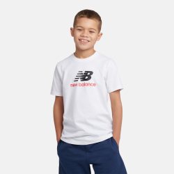 New Balance B NEW BALANCE JERSEY STACKED LOGO TEE  Jungen, weiss, Grösse: 7-8 Years