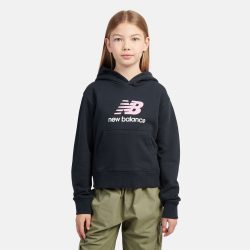 New Balance G NEW BALANCE FT STACKED LOGO HOODIE  Mädchen, schwarz, Grösse: 7-8 Years