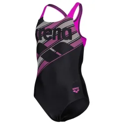 Arena G Arena Lines Swimsuit Swim Pro Back L Badeanzug Mädchen, schwarz, Grösse: 140