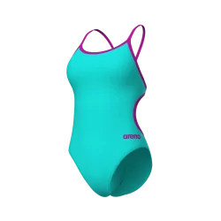 Arena Swimsuit Lace Back Solid Badeanzug Damen, blau, Grösse: D 34