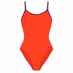Arena Swimsuit Lace Back Solid Badeanzug Damen, orange, Grösse: D 34