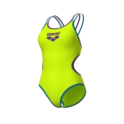 Arena W Arena One Double Cross Back One Piece Badeanzug Damen, gelb, Grösse: D 34