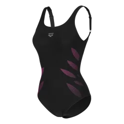 Arena W Arena Swimsuit Milena Wing Back C Cup Figurformender Badeanzug Damen, schwarz, Grösse: D 38