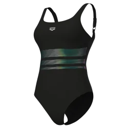 Arena W Arena Swimsuit Rosa Wing Back C Cup Figurformender Badeanzug Damen, schwarz, Grösse: D 38