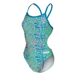 Arena W Arena Snakeskin Swimsuit Challenge Back Badeanzug Damen, blau, Grösse: D 34
