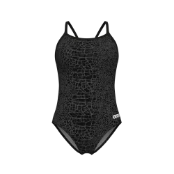 Arena W Arena Snakeskin Swimsuit Lightdrop Back Badeanzug Damen, schwarz, Grösse: D 44