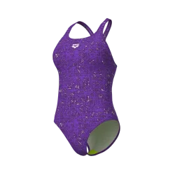 Arena W Arena Ribbed Swimsuit Swim Pro Back Badeanzug Damen, violett, Grösse: D 34