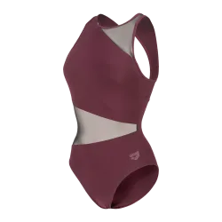 Arena W Arena Mesh Angle Swimsuit Vent Back B Badeanzug Damen, violett, Grösse: D 38