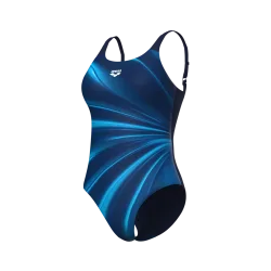 Arena W Arena Glow Swimsuit U Back B Badeanzug Damen, blau, Grösse: D 36
