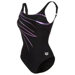 Arena W Arena Swimsuit Lili Squared Back Figurformender Badeanzug Damen, schwarz, Grösse: D 48