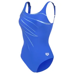 Arena W Arena Swimsuit Lili Squared Back Figurformender Badeanzug Damen, blau, Grösse: D 46