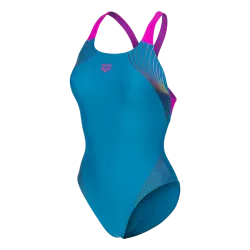 Arena W Arena Nuance Swimsuit Swim Pro Back L Badeanzug Damen, blau, Grösse: D 34