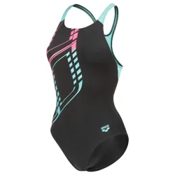 Arena W Arena Graphic Swimsuit Swim Pro L Badeanzug Damen, schwarz, Grösse: D 44