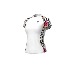 Arena W Arena Swim S/S Rash Vest Allover UV Shirt Damen, weiss, Grösse: XS