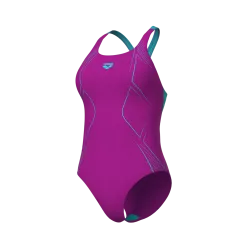 Arena W Arena Graphic Swimsuit Swim Pro Back Lb Badeanzug Damen, violett, Grösse: D 34