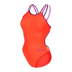 Arena W Arena Solid Swimsuit Double Cross Back Badeanzug Damen, orange, Grösse: D 34