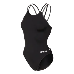 Arena W Arena Solid Swimsuit Double Cross Back Badeanzug Damen, schwarz, Grösse: D 34