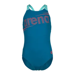 Arena G Arena Bold Swimsuit V Back Badeanzug Mädchen, blau, Grösse: 152