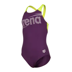 Arena G Arena Bold Swimsuit V Back Badeanzug Mädchen, violett, Grösse: 128
