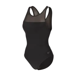 Arena W Arena Mesh Swimsuit Cross Back Badeanzug Damen, schwarz, Grösse: D 38