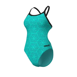 Arena W Arena Allover Swimsuit Challenge Back Damen, blau, Grösse: D 32