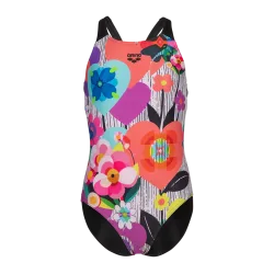 Arena G Arena Roses Swimsuit V Back One Piece Badeanzug Mädchen, mehrfarbig, Grösse: 152