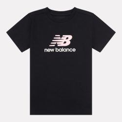 New Balance G NEW BALANCE JERSEY STACKED LOGO TEE  Mädchen, schwarz, Grösse: 7-8 Years